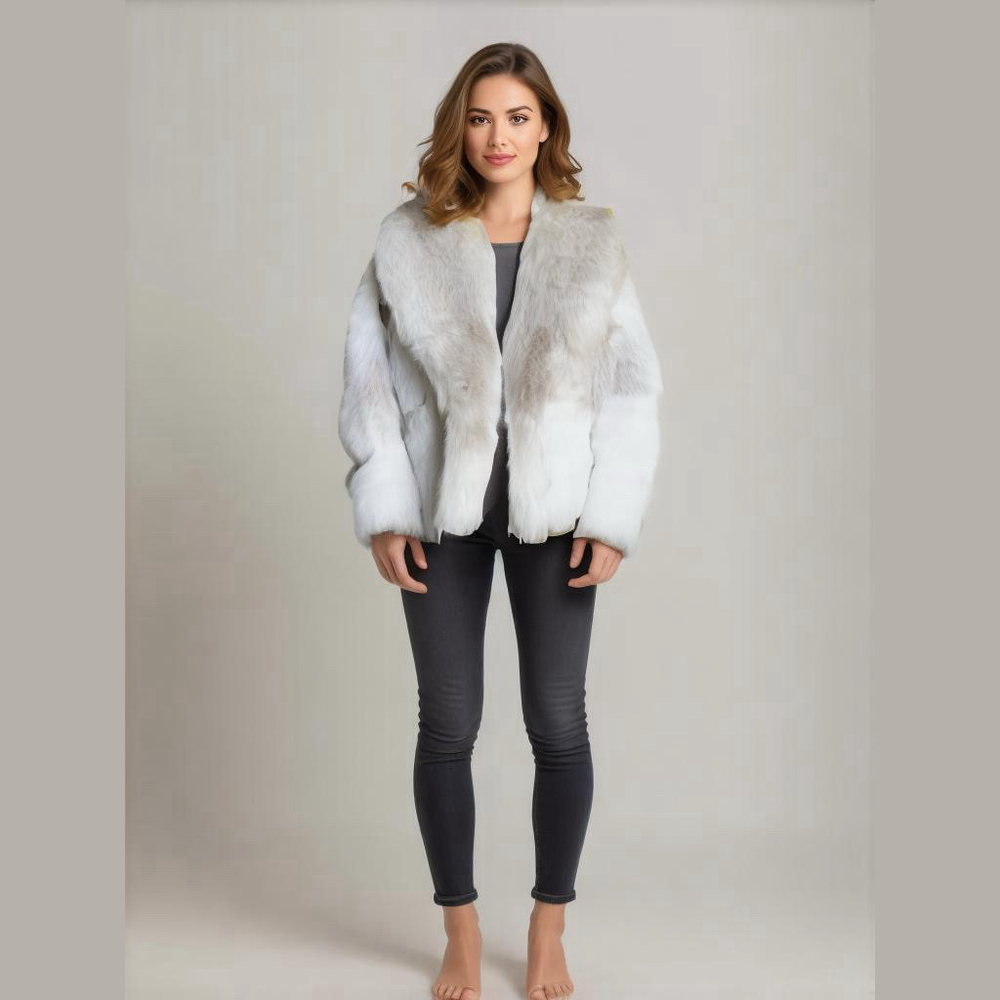 Women's American Signature Fur Coat White/Grey